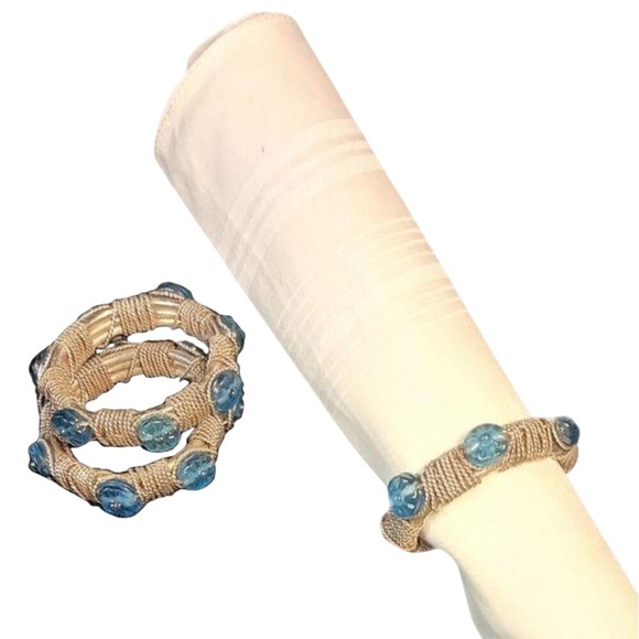 LOT 3 Napkins Rings blue & silver‎ SKUH024 - Picture 1 of 6